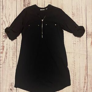 New York & Company navy Zip-Pane Front dress